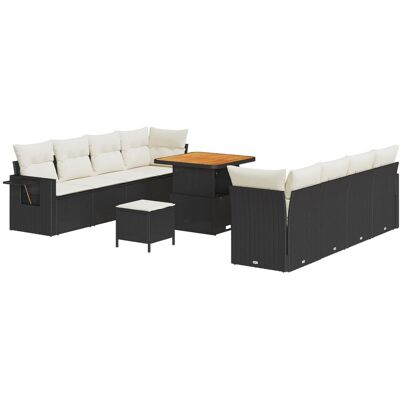 vidaXL 11-elementowy zestaw sof ogrodowych z poduszkami Czarne Poli Rattan Akacja, vidaXL 3-elementowy zestaw jadalny z poduszkami Czarne Poli Ratta.. vidaXL 11-elementowy zestaw sof ogrodowych z poduszkami Czarne Poli Rattan Akacja, vidaXL 3-elementowy zestaw jadalny z poduszkami Czarne Poli Ratta..