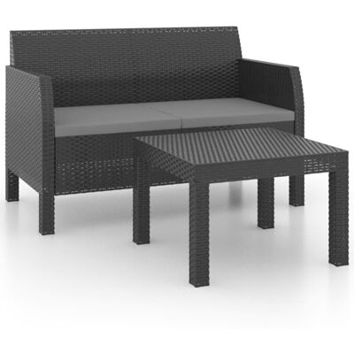 vidaXL 2-cz. zestaw wypoczynkowy, poduszki, rattan PP, antracyt vidaXL 2-cz. zestaw wypoczynkowy, poduszki, rattan PP, antracyt