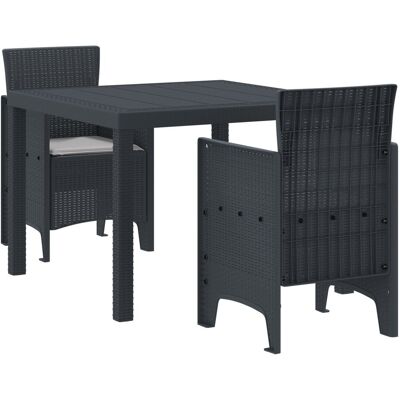 vidaXL 3-częściowy zestaw jadalniany do ogrodu z poduszkami antracytowy rattan syntetyczny vidaXL 3-częściowy zestaw jadalniany do ogrodu z poduszkami antracytowy rattan syntetyczny