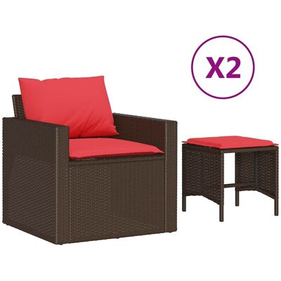 vidaXL 4-cz zestaw wypoczynkowy do ogrodu, poduszki, brązowy rattan PE vidaXL 4-cz zestaw wypoczynkowy do ogrodu, poduszki, brązowy rattan PE