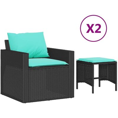 vidaXL 4-cz. zestaw wypoczynkowy do ogrodu, poduszki, czarny rattan PE vidaXL 4-cz. zestaw wypoczynkowy do ogrodu, poduszki, czarny rattan PE