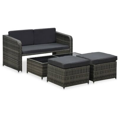vidaXL 4-cz. zestaw wypoczynkowy do ogrodu, poduszki, rattan PE vidaXL 4-cz. zestaw wypoczynkowy do ogrodu, poduszki, rattan PE