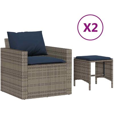 vidaXL 4-cz. zestaw wypoczynkowy do ogrodu, poduszki, szary, rattan PE vidaXL 4-cz. zestaw wypoczynkowy do ogrodu, poduszki, szary, rattan PE