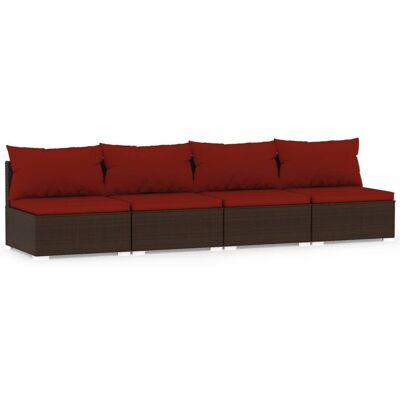 vidaXL 4-osobowa sofa ogrodowa z poduszkami, polirattan, brązowa vidaXL 4-osobowa sofa ogrodowa z poduszkami, polirattan, brązowa
