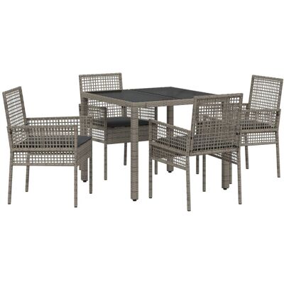 Zestaw jadalny do ogrodu Vidaxl - Nowoczesny, 5-częściowy, Rattan & Szkło Zestaw jadalny do ogrodu Vidaxl - Nowoczesny, 5-częściowy, Rattan & Szkło