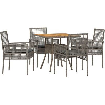 vidaXL Zestaw do jadalni na zewnątrz 5 sztuk Szary Rattan - Meble Ogrodowe vidaXL Zestaw do jadalni na zewnątrz 5 sztuk Szary Rattan - Meble Ogrodowe