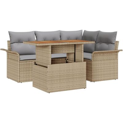 vidaXL 5-częściowy zestaw sof ogrodowych z poduszkami Beżowy Rattan Poliester, vidaXL 2-osobowa sofa ogrodowa z miejscem na przechowywanie i poduszk.. vidaXL 5-częściowy zestaw sof ogrodowych z poduszkami Beżowy Rattan Poliester, vidaXL 2-osobowa sofa ogrodowa z miejscem na przechowywanie i poduszk..