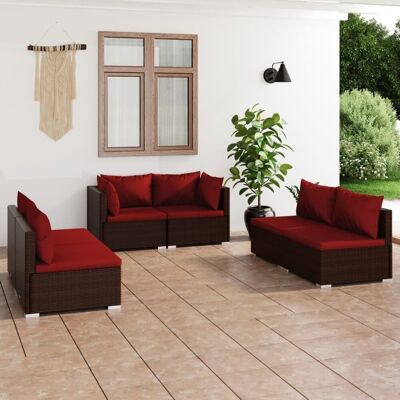 vidaXL 6-cz. zestaw wypoczynkowy do ogrodu, poduszki, rattan PE, brąz! vidaXL 6-cz. zestaw wypoczynkowy do ogrodu, poduszki, rattan PE, brąz!