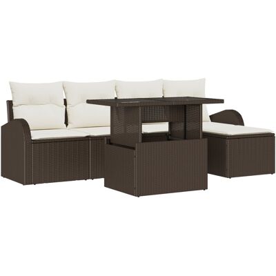 vidaXL 6-Częściowy Zestaw Sof Ogrodowych z Poduszkami Brązowy Rattan Poliester vidaXL 6-Częściowy Zestaw Sof Ogrodowych z Poduszkami Brązowy Rattan Poliester