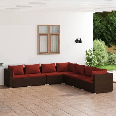 vidaXL 7-cz. zestaw wypoczynkowy do ogrodu, poduszki, rattan PE, brąz! vidaXL 7-cz. zestaw wypoczynkowy do ogrodu, poduszki, rattan PE, brąz!