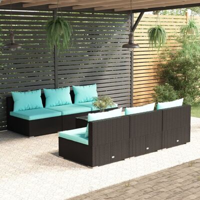vidaXL 7-cz. zestaw wypoczynkowy do ogrodu, poduszki, rattan PE czarny vidaXL 7-cz. zestaw wypoczynkowy do ogrodu, poduszki, rattan PE czarny