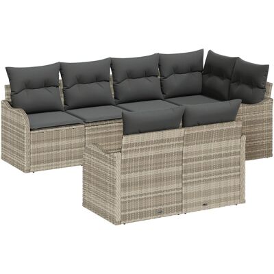 vidaXL 7-częściowy jasnoszary rattanowy zestaw ogrodowy z poduszkami, vidaXL 2-osobowa sofa ogrodowa z miejscem na przechowywanie i poduszkami, jasn.. vidaXL 7-częściowy jasnoszary rattanowy zestaw ogrodowy z poduszkami, vidaXL 2-osobowa sofa ogrodowa z miejscem na przechowywanie i poduszkami, jasn..