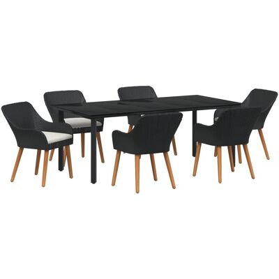 vidaXL 7-częściowy zestaw jadalniany do ogrodu Czarny Poli Rattan vidaXL 7-częściowy zestaw jadalniany do ogrodu Czarny Poli Rattan