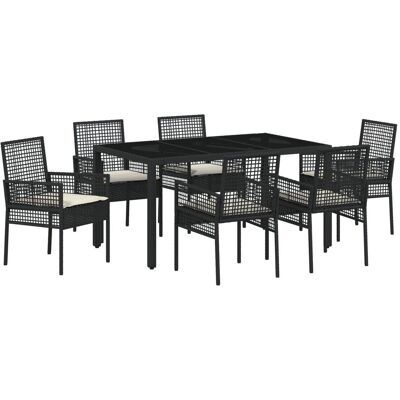 vidaXL Zestaw Mebli Ogrodowych - 7 elementów, Poduszki, Rattan Syntetyczny vidaXL Zestaw Mebli Ogrodowych - 7 elementów, Poduszki, Rattan Syntetyczny