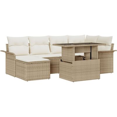 vidaXL 7-częściowy zestaw sof ogrodowych z poduszkami beżowy rattan, vidaXL 2-osobowa sofa ogrodowa z miejscem na przechowywanie i poduszkami beżowy.. vidaXL 7-częściowy zestaw sof ogrodowych z poduszkami beżowy rattan, vidaXL 2-osobowa sofa ogrodowa z miejscem na przechowywanie i poduszkami beżowy..