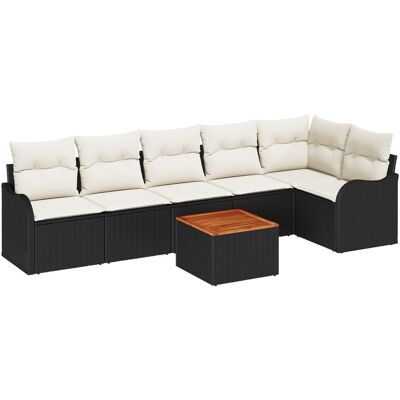 vidaXL 7-częściowy zestaw sof ogrodowych z poduszkami czarny polirattan akacja, vidaXL 2-osobowa sofa ogrodowa z miejscem do przechowywania i podusz.. vidaXL 7-częściowy zestaw sof ogrodowych z poduszkami czarny polirattan akacja, vidaXL 2-osobowa sofa ogrodowa z miejscem do przechowywania i podusz..