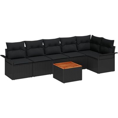 vidaXL 7-częściowy zestaw sof ogrodowych z poduszkami czarny polirattan akacja, vidaXL 2-osobowa sofa ogrodowa z miejscem na przechowywanie i podusz.. vidaXL 7-częściowy zestaw sof ogrodowych z poduszkami czarny polirattan akacja, vidaXL 2-osobowa sofa ogrodowa z miejscem na przechowywanie i podusz..