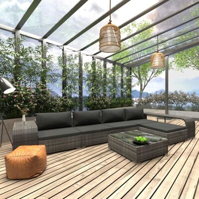 Vidaxl 8-cz. Zestaw wypoczynkowy do ogrodu, poduszki, rattan pe, szary Vidaxl 8-cz. Zestaw wypoczynkowy do ogrodu, poduszki, rattan pe, szary