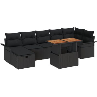 vidaXL 8-częściowy zestaw sof ogrodowych z poduszkami Czarny Poli Rattan vidaXL 8-częściowy zestaw sof ogrodowych z poduszkami Czarny Poli Rattan