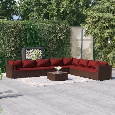 vidaXL 9-cz. zestaw wypoczynkowy do ogrodu, poduszki, rattan PE, brąz! vidaXL 9-cz. zestaw wypoczynkowy do ogrodu, poduszki, rattan PE, brąz!