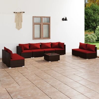 vidaXL 9-cz. zestaw wypoczynkowy do ogrodu, poduszki, rattan PE brąz! vidaXL 9-cz. zestaw wypoczynkowy do ogrodu, poduszki, rattan PE brąz!