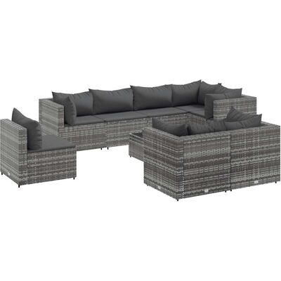 Zestaw Mebli Ogrodowych Vidaxl 9 szt. Szary Syntetyczny Rattan Zestaw Mebli Ogrodowych Vidaxl 9 szt. Szary Syntetyczny Rattan