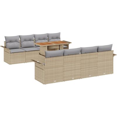 vidaXL 9-częściowy zestaw sof ogrodowych z poduszkami beżowy poli rattan vidaXL 9-częściowy zestaw sof ogrodowych z poduszkami beżowy poli rattan