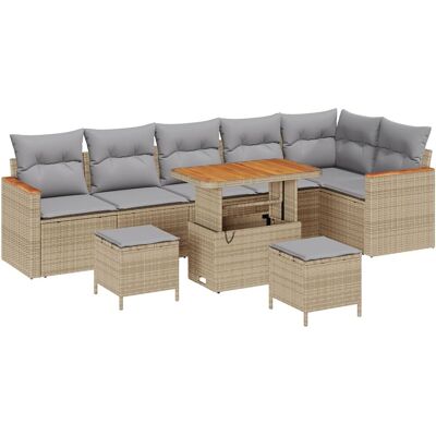 vidaXL 9-częściowy zestaw sof ogrodowych z poduszkami w beżowym kolorze, rattan poly, akacja, vidaXL 3-częściowy zestaw obiadowy do ogrodu z poduszk.. vidaXL 9-częściowy zestaw sof ogrodowych z poduszkami w beżowym kolorze, rattan poly, akacja, vidaXL 3-częściowy zestaw obiadowy do ogrodu z poduszk..