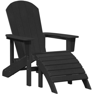 vidaXL Fotel Adirondack z podnóżkiem Czarny HDPE vidaXL Fotel Adirondack z podnóżkiem Czarny HDPE