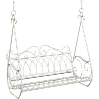 vidaXL Huśtawka Stal 112 x 60 x 126,5 cm Antyczna biel vidaXL Huśtawka Stal 112 x 60 x 126,5 cm Antyczna biel