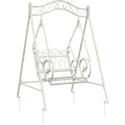 vidaXL Huśtawka Stal 113 x 121,5 x 168 cm Antyczna biel vidaXL Huśtawka Stal 113 x 121,5 x 168 cm Antyczna biel