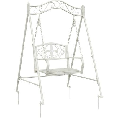 vidaXL Huśtawka Stal 113 x 121,5 x 168 cm Antyczna biel vidaXL Huśtawka Stal 113 x 121,5 x 168 cm Antyczna biel
