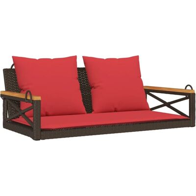 vidaXL Ławka bujana z poduszkami, brązowa, 109x62x40 cm, polirattan vidaXL Ławka bujana z poduszkami, brązowa, 109x62x40 cm, polirattan