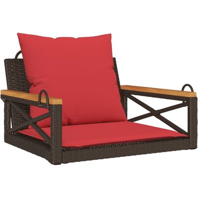 vidaXL Ławka bujana z poduszkami, brązowa, 63x62x40 cm, polirattan vidaXL Ławka bujana z poduszkami, brązowa, 63x62x40 cm, polirattan