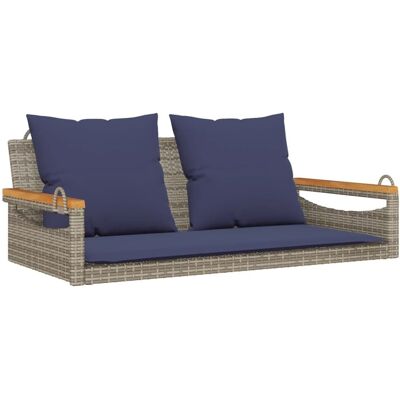 vidaXL Ławka bujana z poduszkami, szara, 109x62x40 cm, polirattan vidaXL Ławka bujana z poduszkami, szara, 109x62x40 cm, polirattan