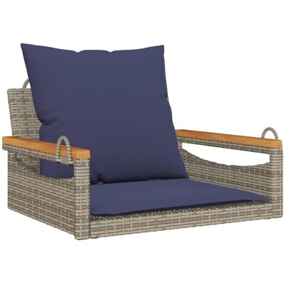 vidaXL Ławka bujana z poduszkami, szara, 63x62x40 cm, polirattan vidaXL Ławka bujana z poduszkami, szara, 63x62x40 cm, polirattan