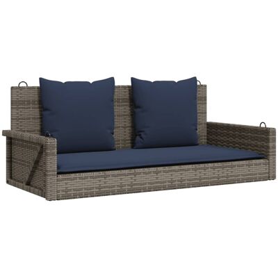 vidaXL Ławka huśtawka z poduszkami Szara 119x56x48 cm Polirattan vidaXL Ławka huśtawka z poduszkami Szara 119x56x48 cm Polirattan