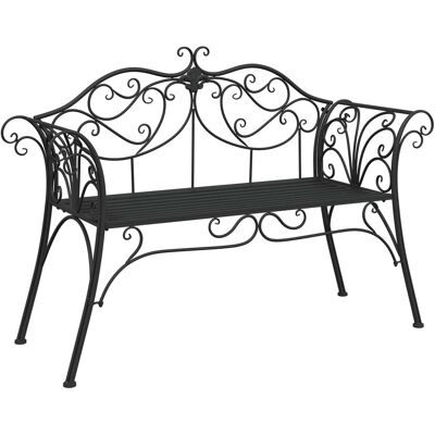vidaXL Ławka ogrodowa 2-Liczba miejsc 130 x 47 x 90 cm Stal Czarny vidaXL Ławka ogrodowa 2-Liczba miejsc 130 x 47 x 90 cm Stal Czarny