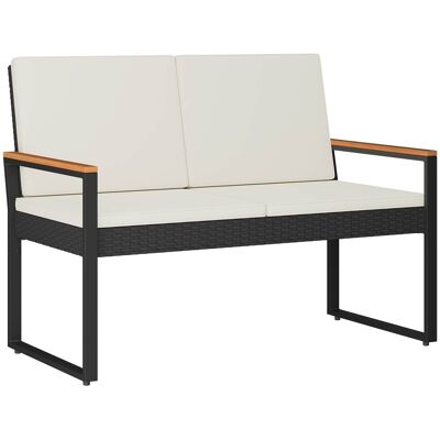 vidaXL Ławka ogrodowa Czarny i kremowo-biały 107 x 61 x 80 cm vidaXL Ławka ogrodowa Czarny i kremowo-biały 107 x 61 x 80 cm
