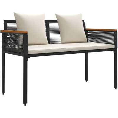 vidaXL Ławka ogrodowa Czarny i kremowo-biały 117 x 54 x 74.5 cm vidaXL Ławka ogrodowa Czarny i kremowo-biały 117 x 54 x 74.5 cm