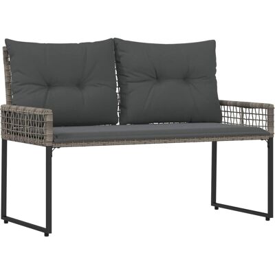 vidaXL Ławka ogrodowa Szary 118 x 55 x 82 cm Rattan PE i tkanina vidaXL Ławka ogrodowa Szary 118 x 55 x 82 cm Rattan PE i tkanina