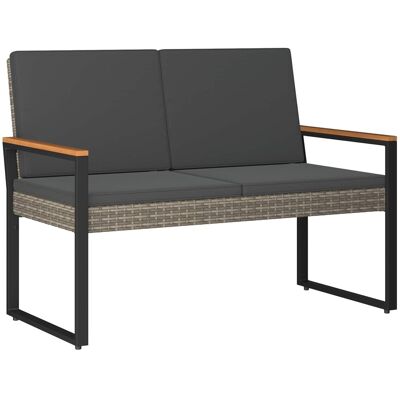 vidaXL Ławka ogrodowa Szary i ciemnoszary 107 x 61 x 80 cm polirattan vidaXL Ławka ogrodowa Szary i ciemnoszary 107 x 61 x 80 cm polirattan
