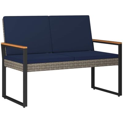 vidaXL Ławka ogrodowa Szary i granatowy 107 x 61 x 80 cm polirattan vidaXL Ławka ogrodowa Szary i granatowy 107 x 61 x 80 cm polirattan
