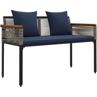 vidaXL Ławka ogrodowa Szary i granatowy 117 x 54 x 74.5 cm polirattan vidaXL Ławka ogrodowa Szary i granatowy 117 x 54 x 74.5 cm polirattan
