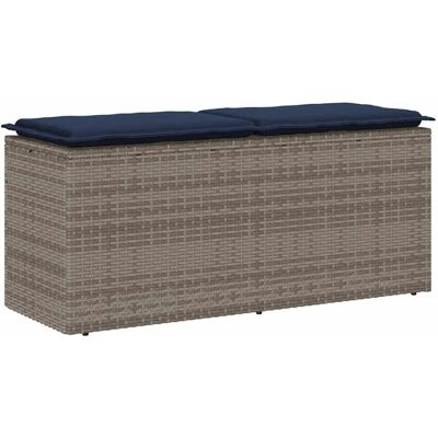 vidaXL Ławka ogrodowa z poduszką Szara 110x40x44 cm Polirattan vidaXL Ławka ogrodowa z poduszką Szara 110x40x44 cm Polirattan