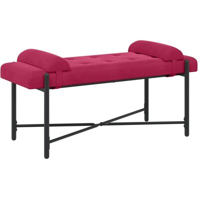 vidaXL Ławka z guzikami i poduszkami Czerwone wino 110 x 40 x 46 cm vidaXL Ławka z guzikami i poduszkami Czerwone wino 110 x 40 x 46 cm