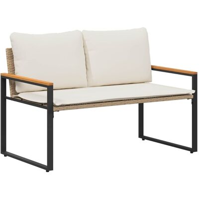 vidaXL ławka z poduszką Beżowy i kremowy 115 x 65 x 72 cm rattan vidaXL ławka z poduszką Beżowy i kremowy 115 x 65 x 72 cm rattan
