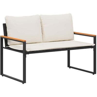 vidaXL ławka z poduszką Czarny i kremowo-biały 115 x 65 x 72 cm rattan vidaXL ławka z poduszką Czarny i kremowo-biały 115 x 65 x 72 cm rattan