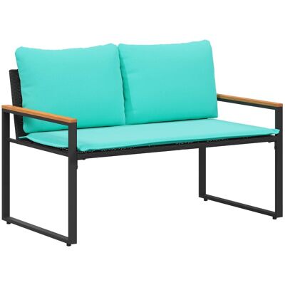 vidaXL ławka z poduszką Czarny i Turkusowy 115 x 65 x 72 cm rattan vidaXL ławka z poduszką Czarny i Turkusowy 115 x 65 x 72 cm rattan