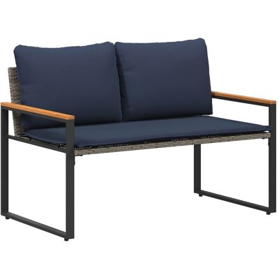 vidaXL ławka z poduszką Szary i granatowy 115 x 65 x 72 cm rattan vidaXL ławka z poduszką Szary i granatowy 115 x 65 x 72 cm rattan